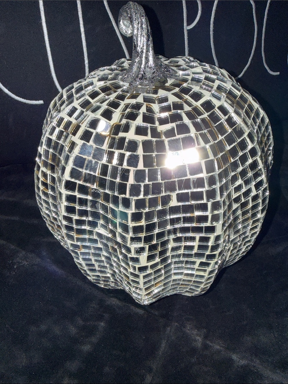 Decorative Mirrored Pumpkin Sculpture - Silver
